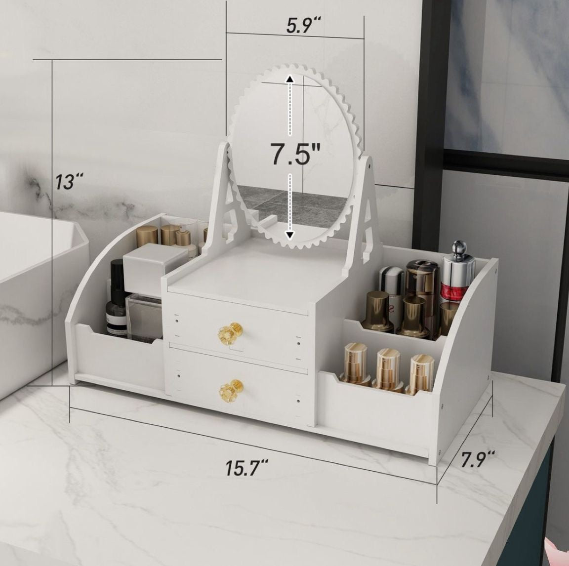 Organizador con Espejo Redondo